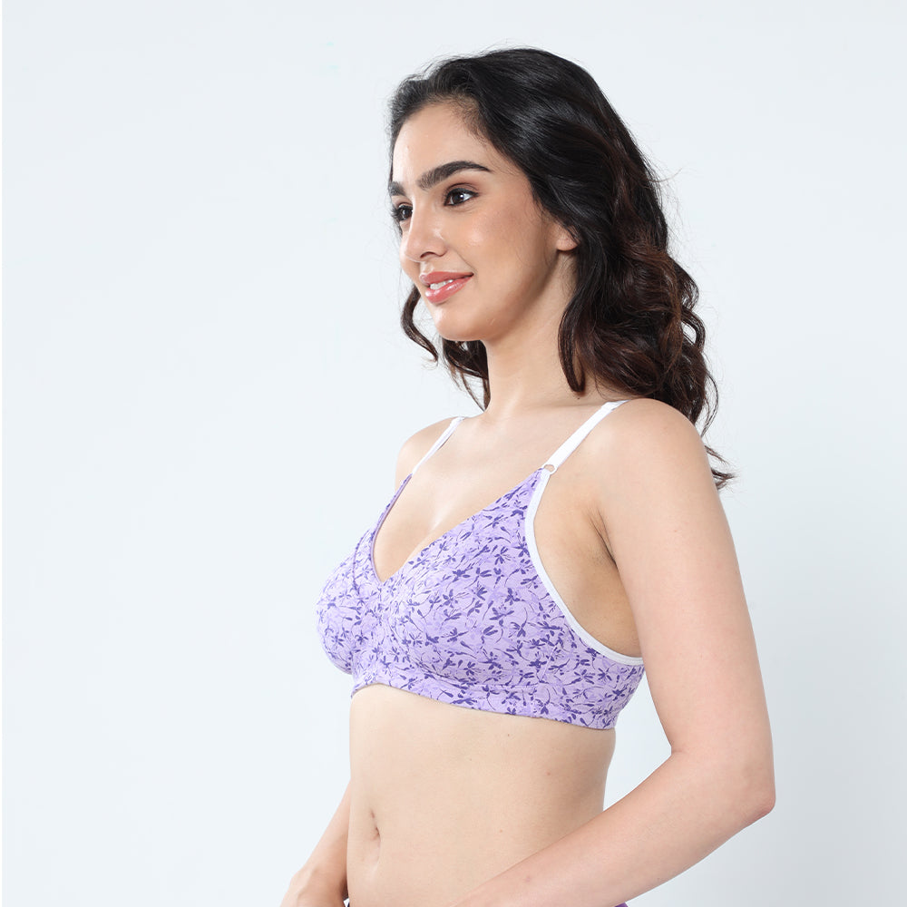 100% Pure Cotton Printed Moulded Bra