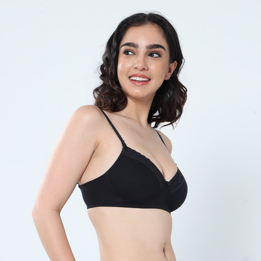 ENVIE Women's Cotton Padded Plunge Lace Bra – Saanvi Clothing Private  Limited