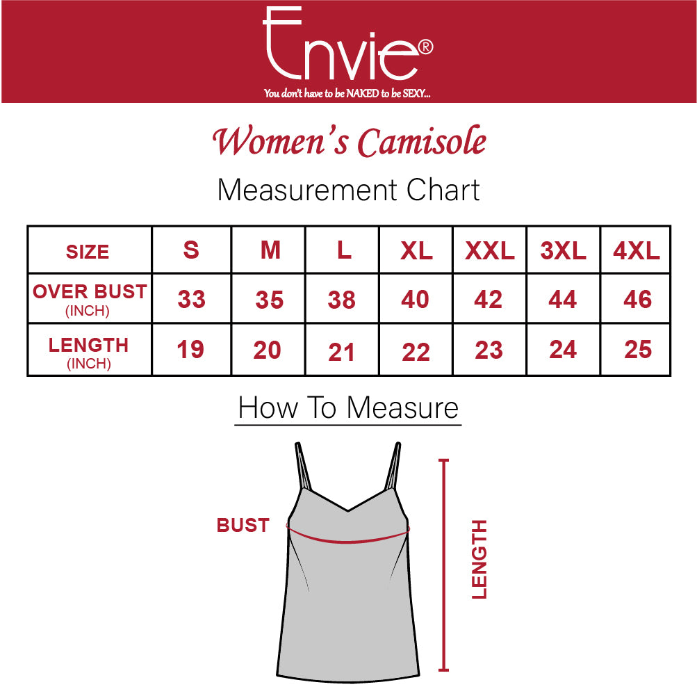 Envie Women Basic Camisole Slip, Sexy Inner Wear