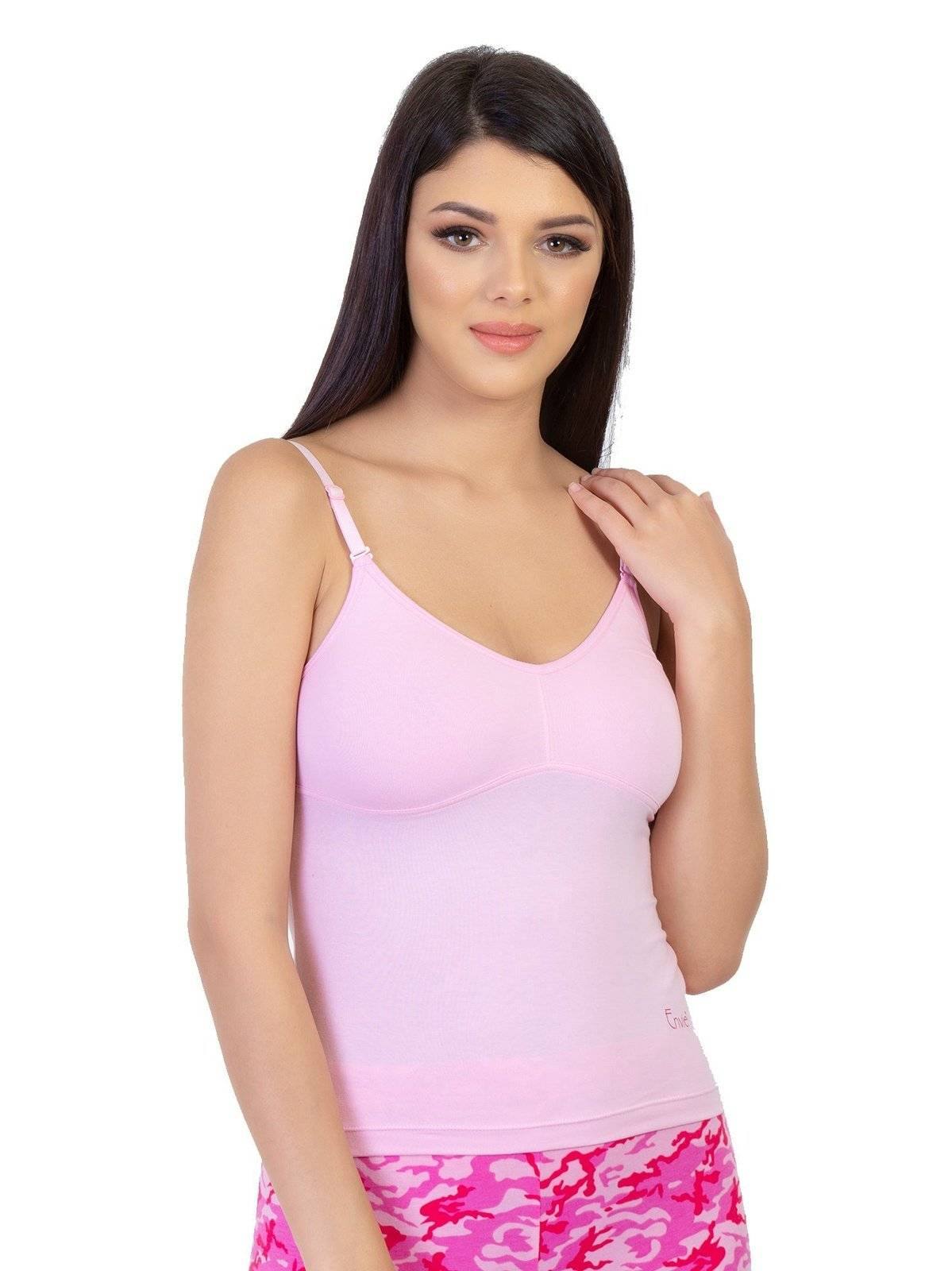 Envie Women's Basic Camisole Scoop Neck Slip with Removeable
