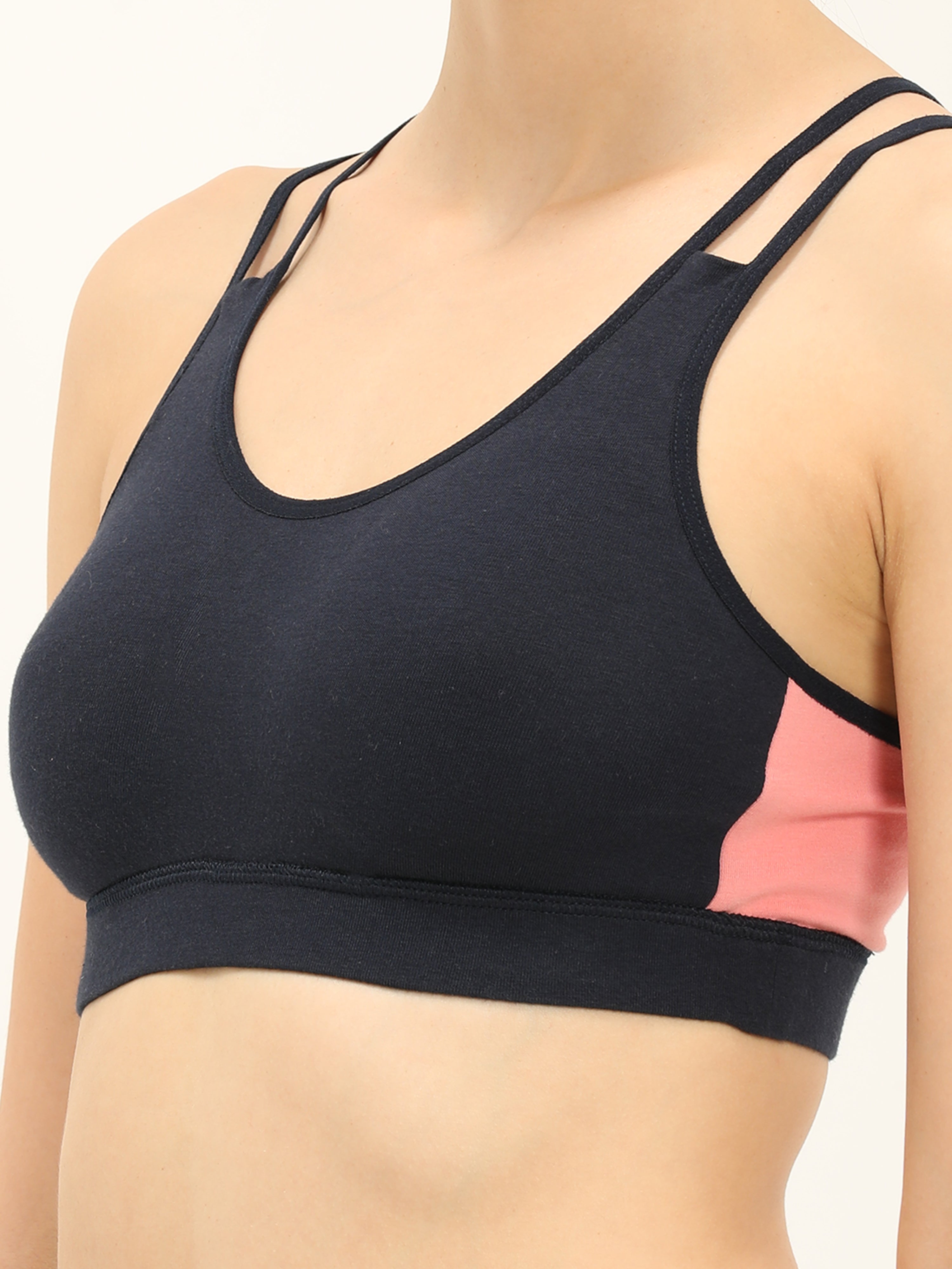 Buy ENVIE Women's Cotton Padded Sports Bra/Removable Pad, Cross Back, Full  Coverage, Non-Wired, T-Shirt Type Bra/Workout/Yoga Ladies Inner Wear Daily