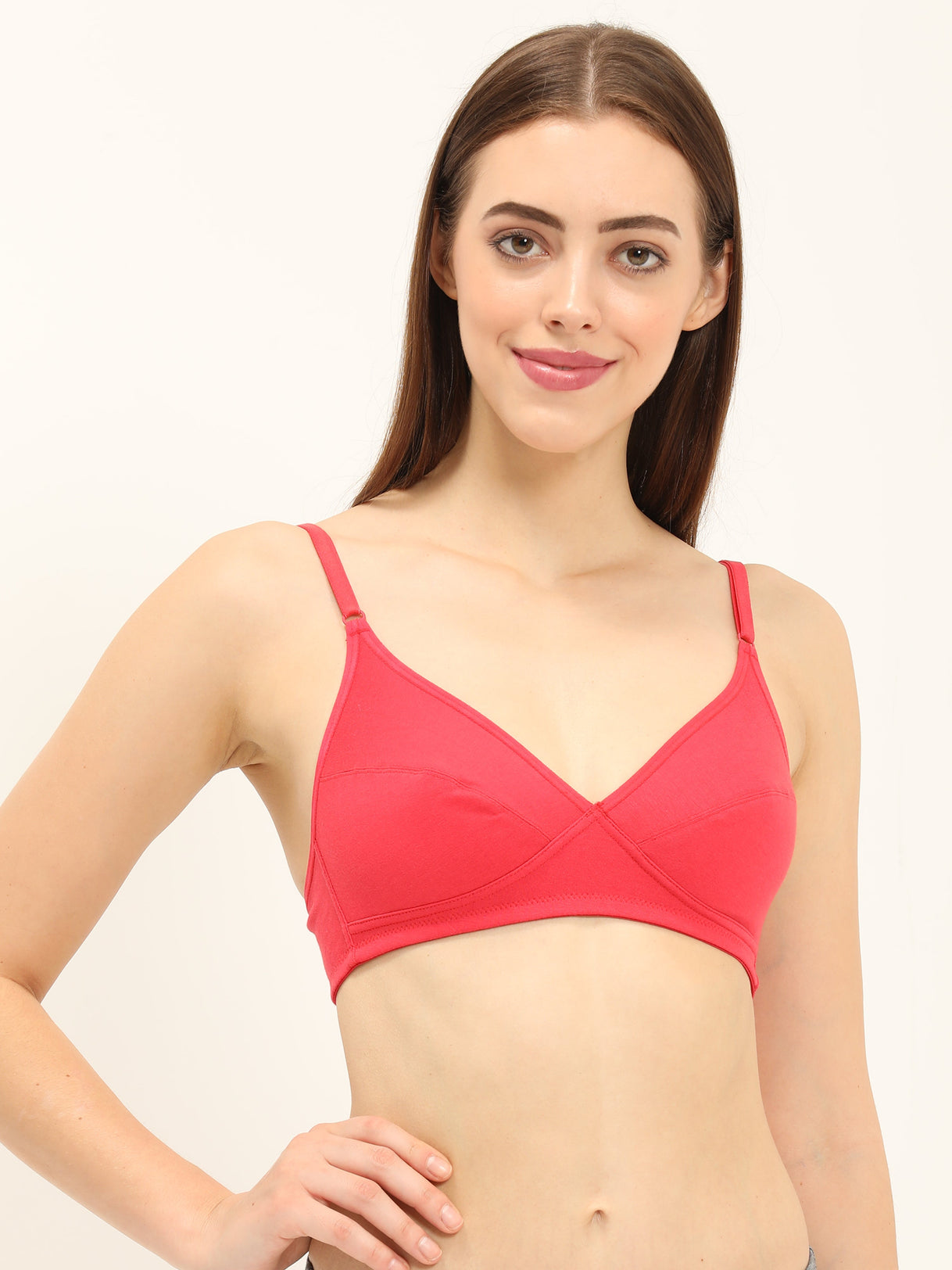 Non-padded, double layered cups for support and nipple coverage, 3/4th coverage for enhanced support and no spillage