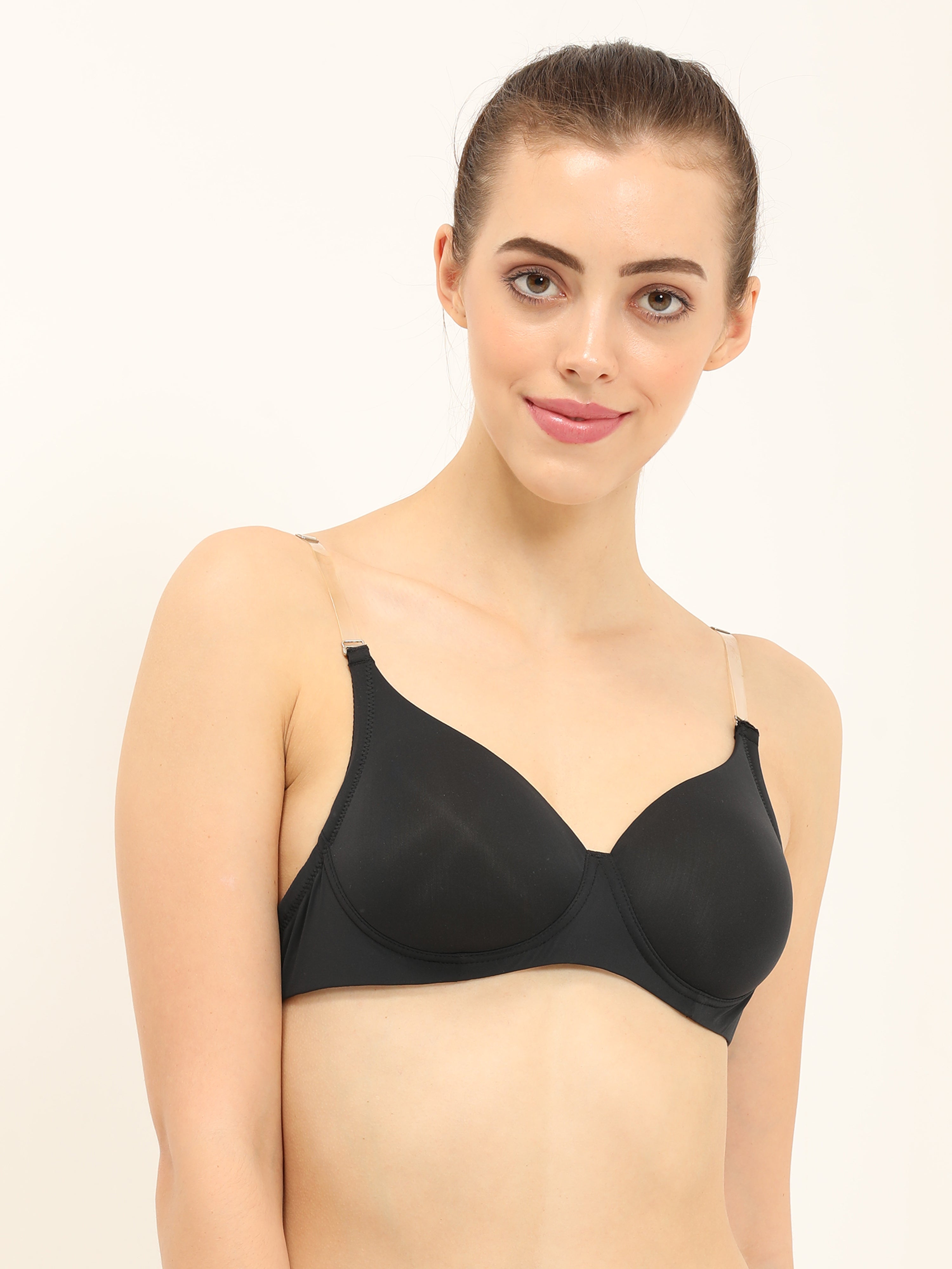 Envie Women's Padded Bra, Non Wired Transparent Strap Polyamide Bra –  Saanvi Clothing Private Limited