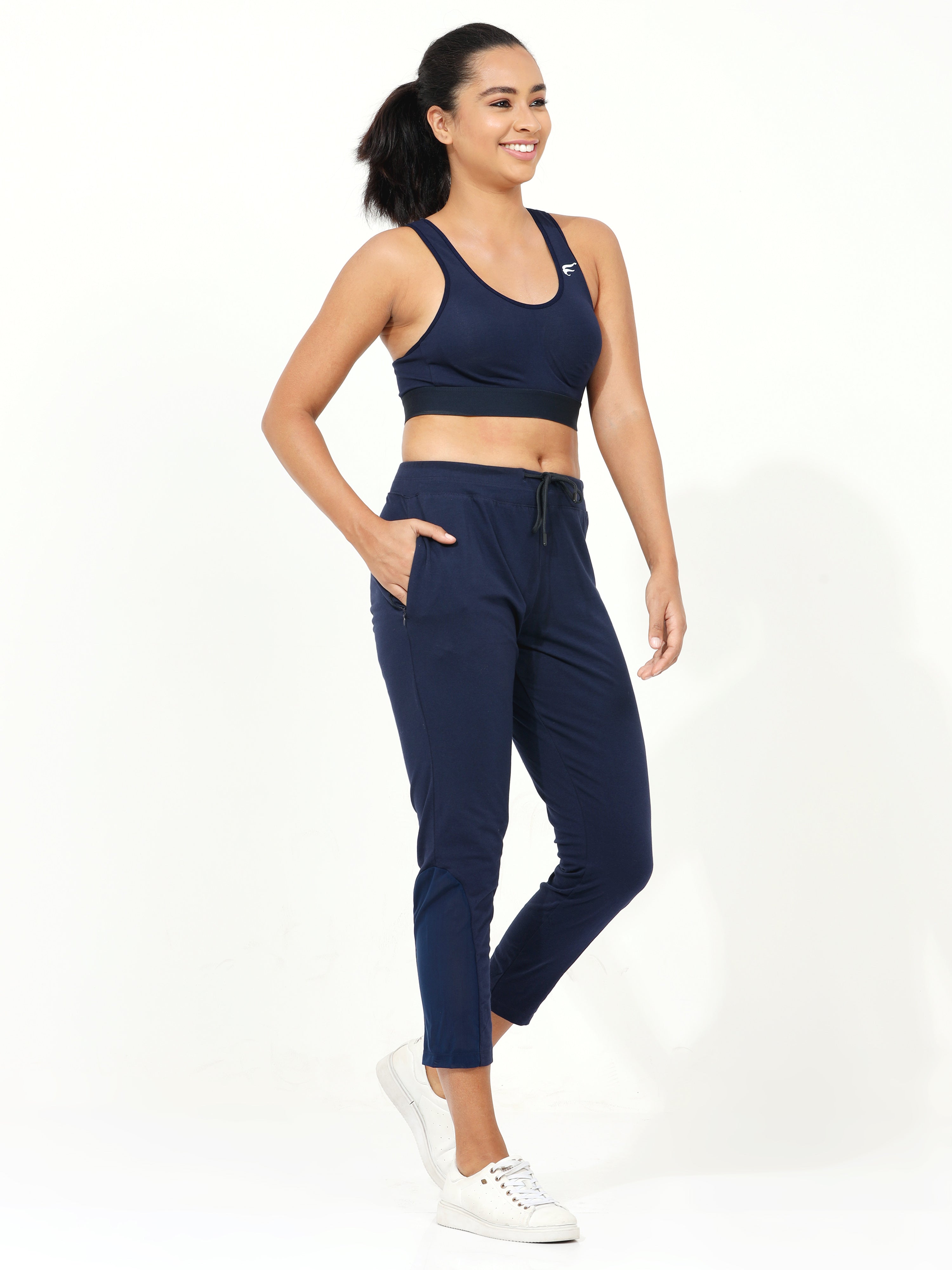 Buy MAYSIXTY Sky Blue Printed Cotton Slim Fit Womens Active Wear Track Pants  | Shoppers Stop