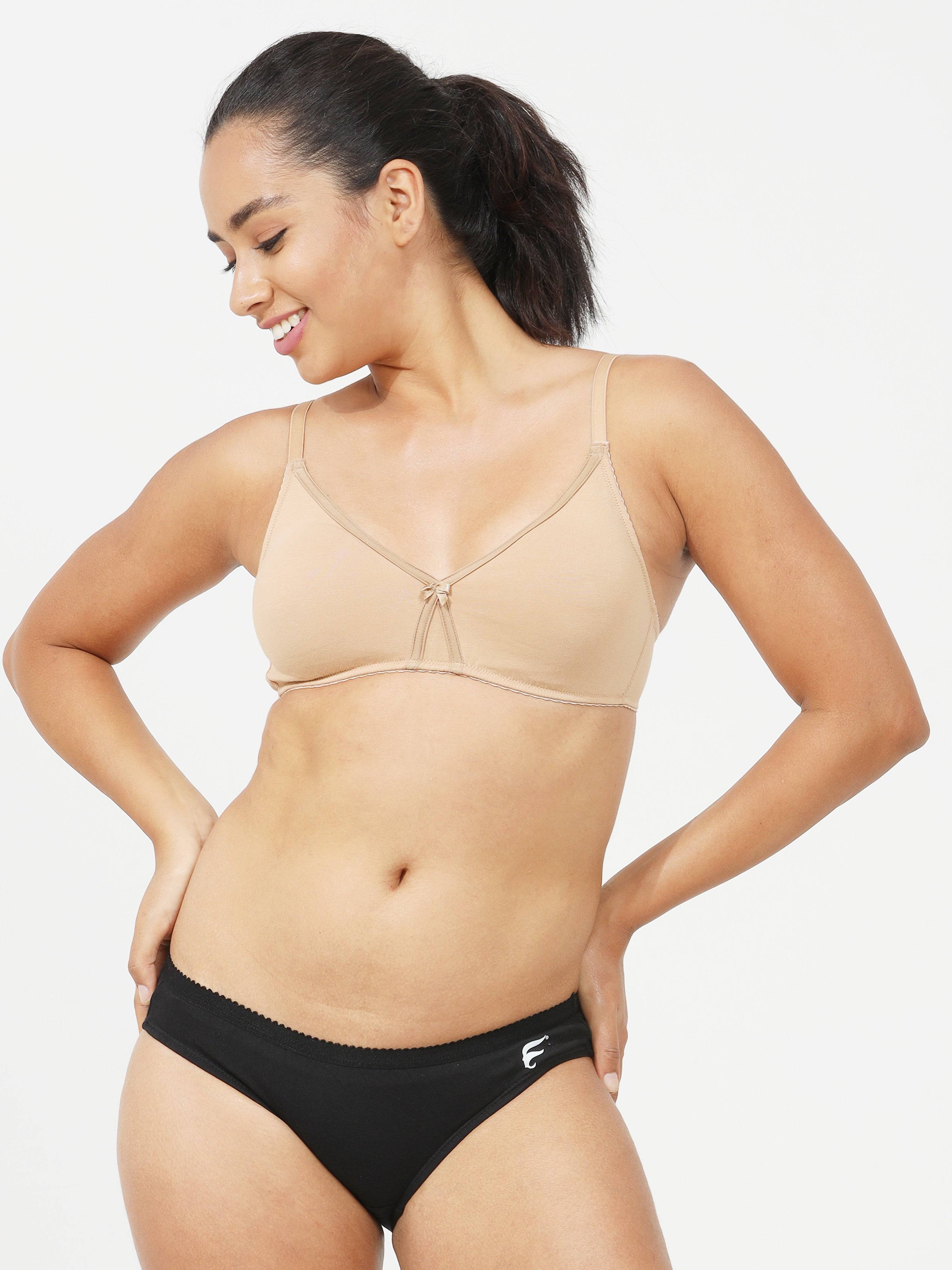Non-padded, double layered cups for support and nipple coverage Bra
